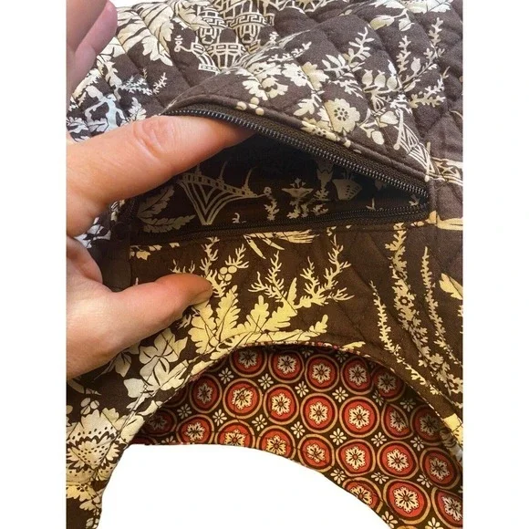 Vera Bradley Imperial Toile Large Hobo Shoulder Bag Brown White Pink Birds - Picture 13 of 16